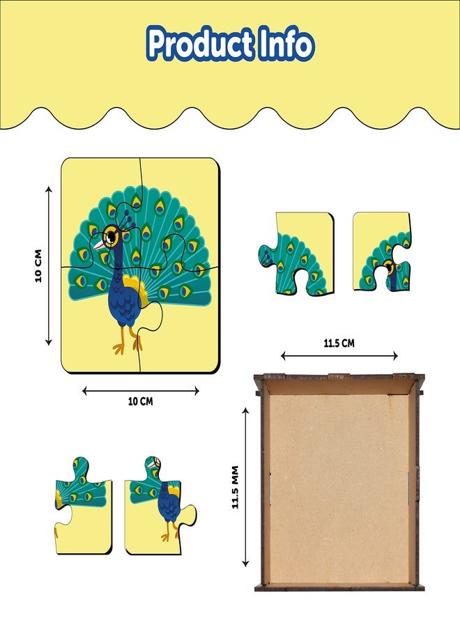 YaYplay 4 Piece Wooden Puzzle Set - 6 Jungle Birds Jigsaw for Kids Age 2 & Above - Safe & Durable Pre-School Educational Game With Wooden Box - Image 3